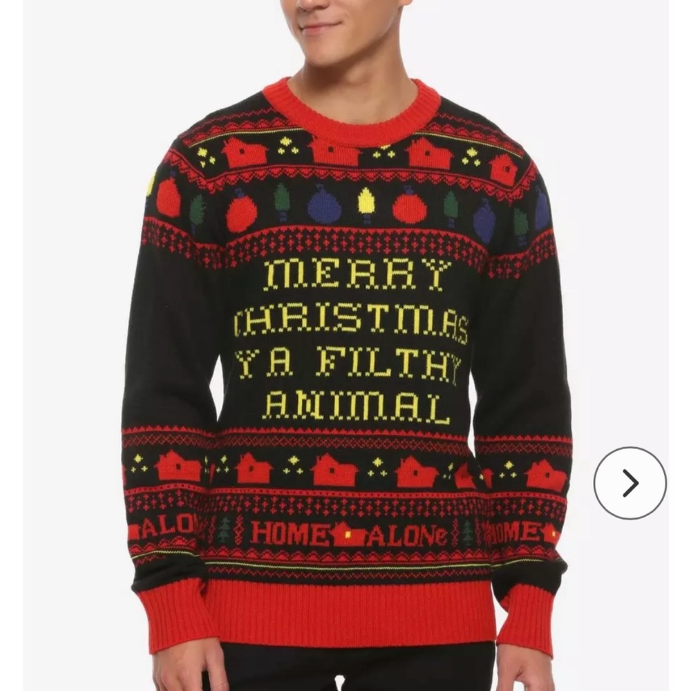 Hot Topic Home‎ Alone Filthy Animal Fair Isle Sweater Christmas Sweater Size XS
